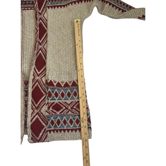 Lucky Brand Boho Tribal Knit Cardigan | Long Open Front Sweater | Women’s S - Picture 5 of 6